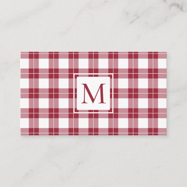 Chic Monogram Burgundy och White Play Mönster Visitkort (Framsida)