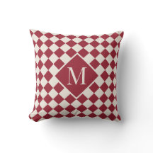 Chic Monogram Burgundy Red Cream Checkered Mönster