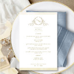 Chic Monogram Champagne Watercolor Bröllop Menu<br><div class="desc">Välkomna gästerna till bord med den här elegantens monogrammade meny bröllop, med hand plockade leafy monogram med par initialer och champagnekräm vattenfärg gräns rand. Baksida med vackra vattenfärger tvättar i en mängd champagne, smörgrädde, elfenben och guldskinn. En del av vår "Champagne Cream Watercolor Botanical Monogram Bröllop"-samling med en mängd olika...</div>