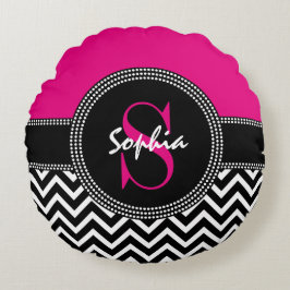 Chic Monogram Chevron - S är till för Sophia Rund Kudde