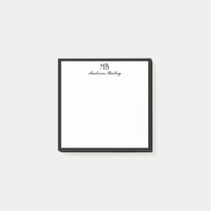 Chic Monogram dekorativ typografi   Svarta Gräns Post-it Block