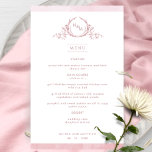 Chic Monogram Dusty Ro Watercolor Bröllop Menu<br><div class="desc">Välkomna gästerna till bord med den här elegantens monogrammade meny bröllop, med ett utsökt hand plockade leafy monogram med par initialer och dammig ro vattenfärgen gräns rand. Baksida med vackra vattenfärger tvättar i dammig ro och rosor. En del av vår "Dusty Ro Watercolor Botanical Monogram Bröllop"-samling med en mängd olika...</div>