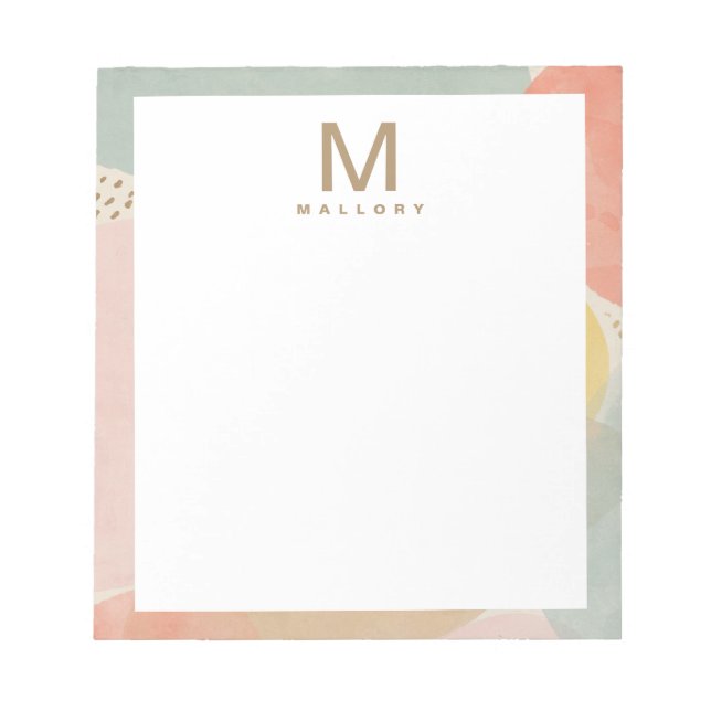 Chic Monogram Färgformer för Abstrakt Anteckningsblock (Framsida)