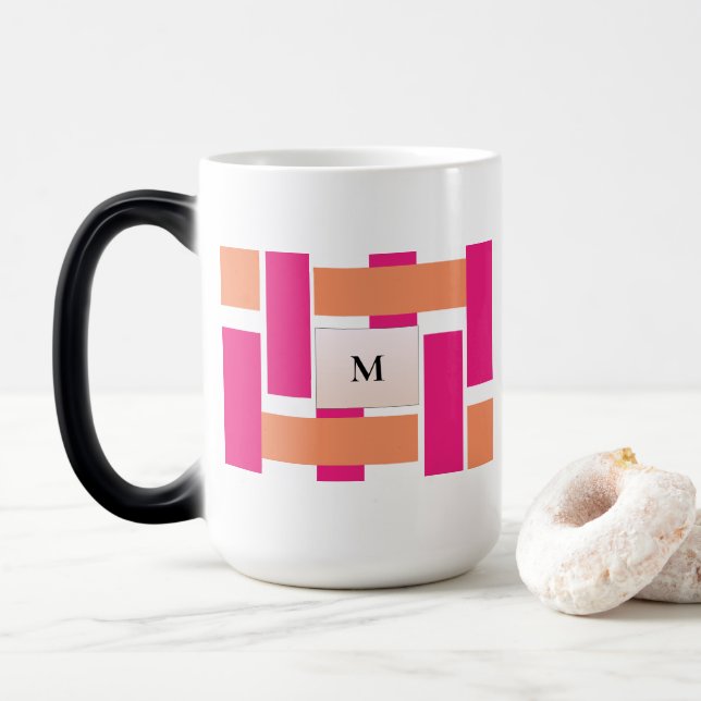 Chic Monogram Feminine Rand Mönster Magisk Mugg (Med munk)