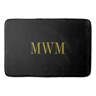 CHIC MONOGRAM FÖR BAD MAT_BLACK SOLID/GOLD BADRUMSMATTA