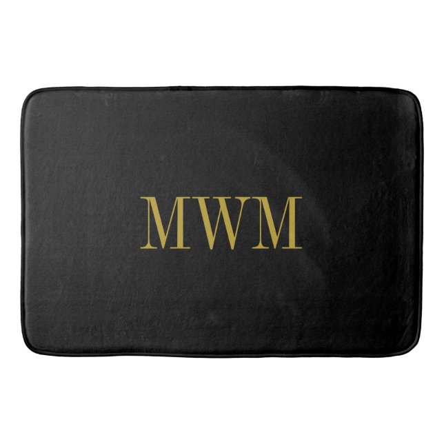 CHIC MONOGRAM FÖR BAD MAT_BLACK SOLID/GOLD BADRUMSMATTA (Framsidan)