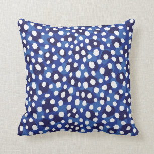 Chic monogram för blått- och vitcheetahtryck kudde