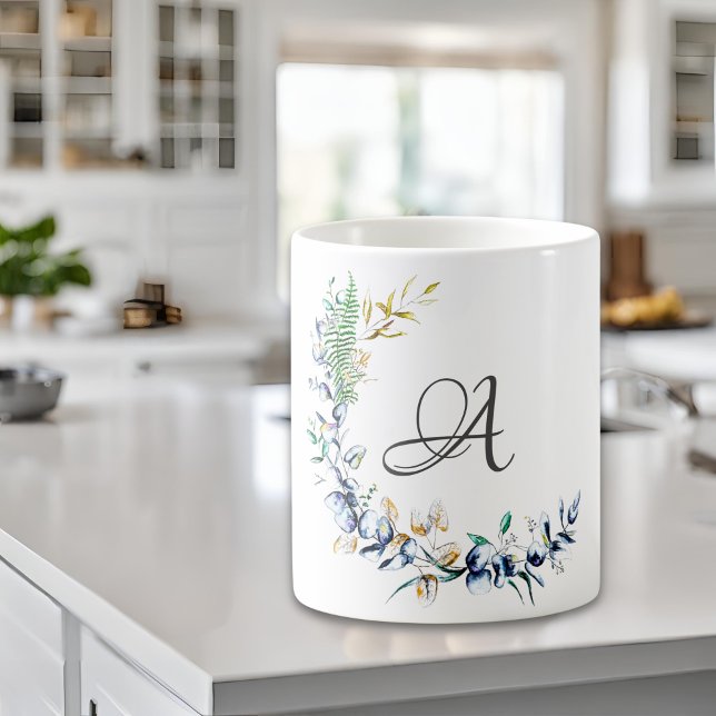 Chic Monogram för botaniskt andetag Kaffemugg (Skapare uppladdad)