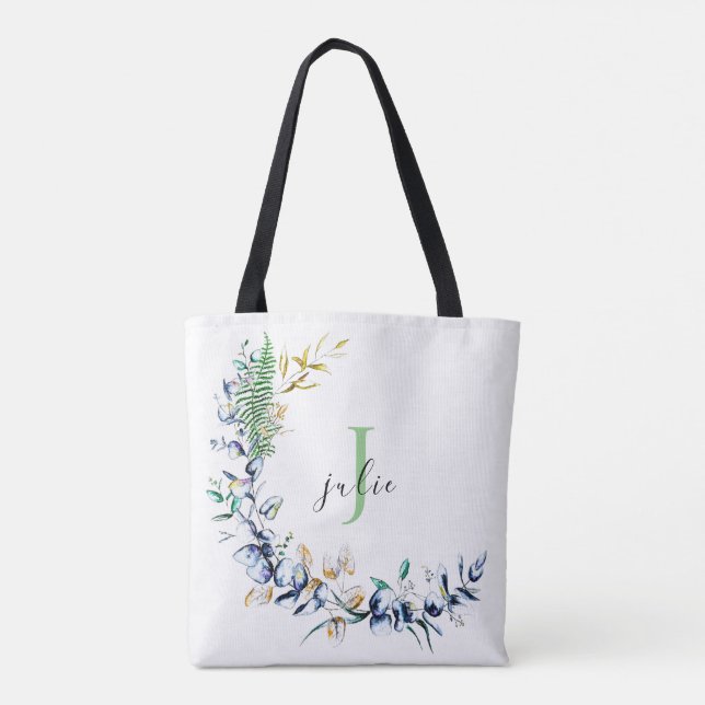 Chic Monogram för botaniskt andetag Tygkasse (Baksida)