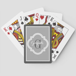 Chic Monogram för elegantgråttkol Casinokort