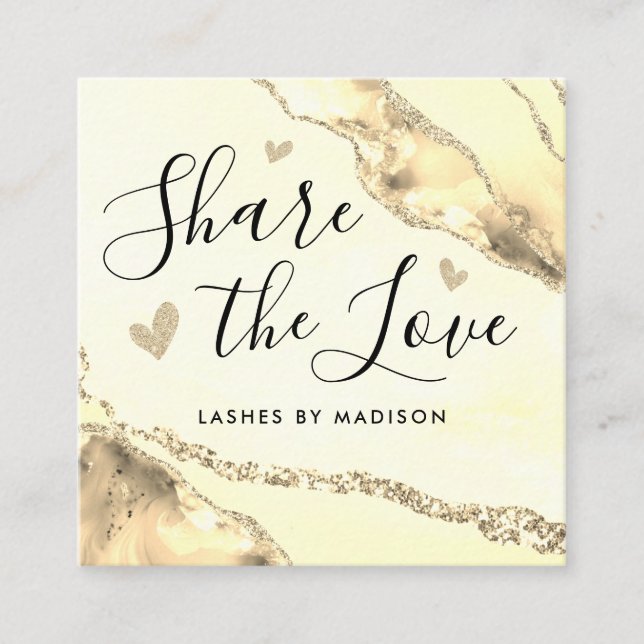 Chic Monogram för marble Agate i Guld Rabattkort (Framsida)