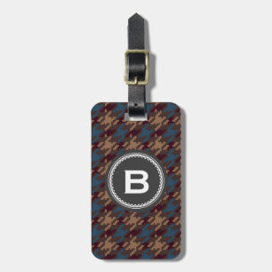 Chic monogram för pläd för houndstooth för bagagebricka