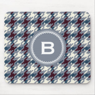 Chic monogram för pläd för vintagegrå musmatta