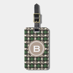 Chic monogram för pläd för vintagegrönthoundstooth bagagebricka