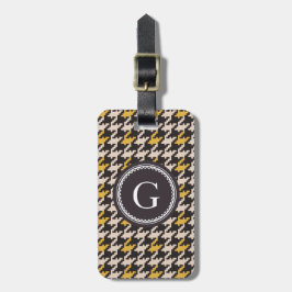 Chic monogram för pläd för vintagegulthoundstooth bagagebricka