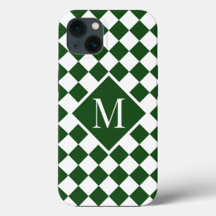 Chic Monogram Grönt Vit Kontrollerad Mönster