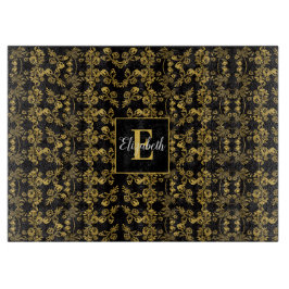 chic Monogram Guld Blommigt skriver ut mönster på