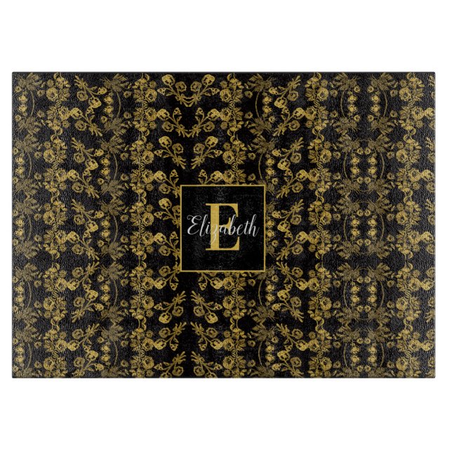 chic Monogram Guld Blommigt skriver ut mönster på  (Framsidan)