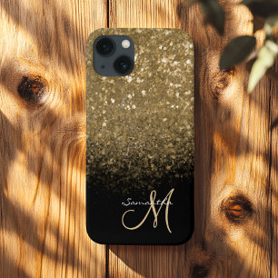 Chic Monogram Guld Glitter & Black