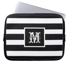 Chic Monogram Initial Classic Modern Cool B & W Laptop Fodral