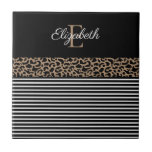 Chic Monogram Leopard Skriv ut Kakelplatta<br><div class="desc">Chic och söt monogram leopard och dekorativ dekorativ dekorativ dekorativ dekorativ svart och vit. Anpassa dem med ditt monogram namn och börja. Designad av Blackberry Boulevard.</div>