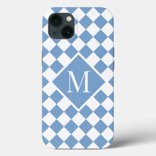 Chic Monogram Light Blue White Checkated Mönster