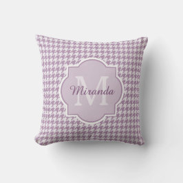 Chic Monogram Light Lila Houndstooth med Namn Kudde