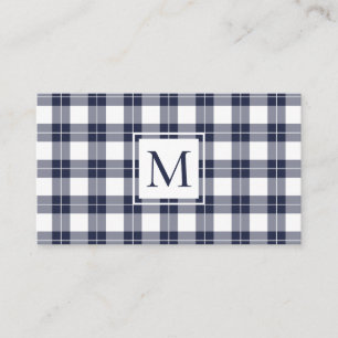 Chic Monogram marin blå och vit pingst Mönster Visitkort