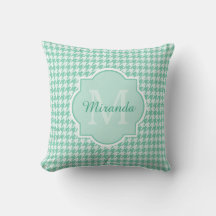 Chic Monogram Mint Grönt Houndstooth med Namn