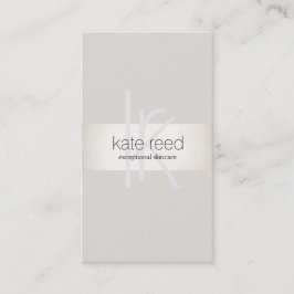 Chic Monogram Modern Beige FAUX Silver Rand Visitkort