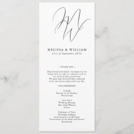 Chic Monogram Modern Initialer White Bröllop Program