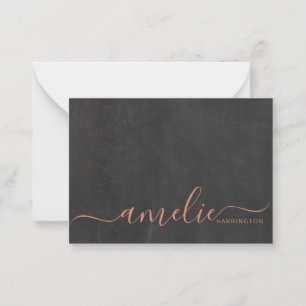 Chic Monogram Modern Minimalist Copper-skript Anteckningskort