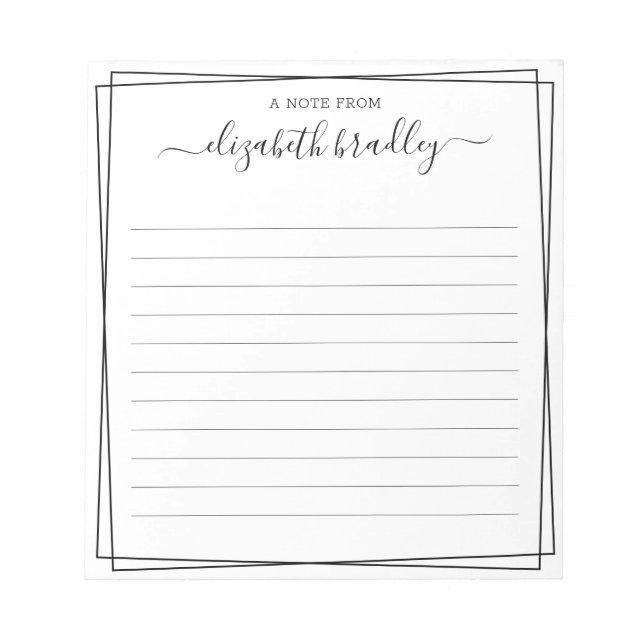 Chic Monogram Namnteckning skript från skrivbordet Anteckningsblock (Framsida)