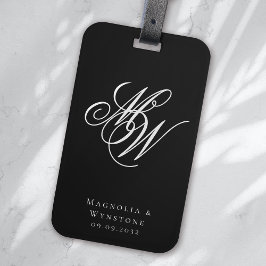 Chic Monogram Newlyweds Bagagebricka