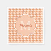 Chic Monogram Orange Houndstooth med Namn