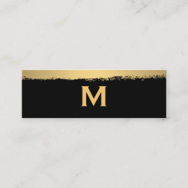 Chic Monogram på Black/Guld Brushed Mini Visitkort