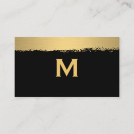 Chic Monogram på Black/Guld Brushed Visitkort