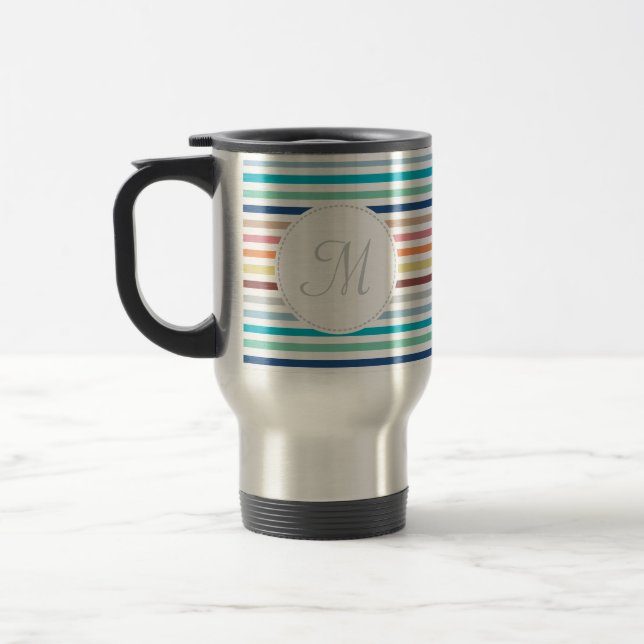 Chic Monogram Pastel Rainbow Vågrät Rand Resemugg (Vänster)