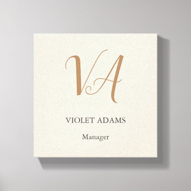 Chic monogram professionell minimalist add namn canvastryck (Framsida)