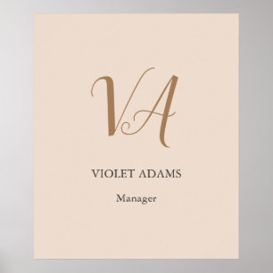 Chic monogram professionell minimalist add namn poster