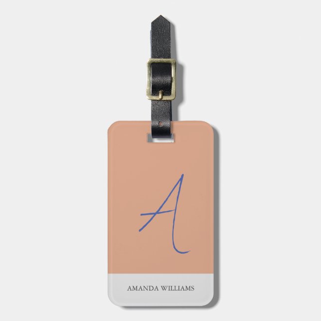 Chic monogram professionell, vanlig minimalist bagagebricka (Vertikal Framsida)