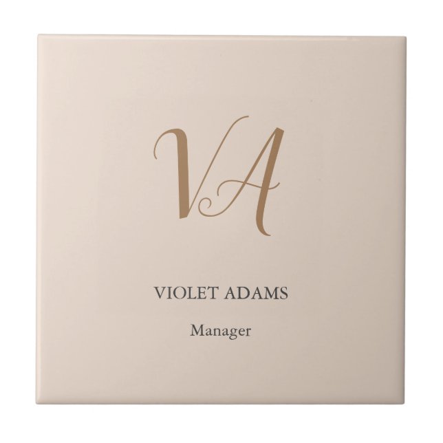 Chic monogram professionell, vanlig minimalist kakelplatta (Framsidan)