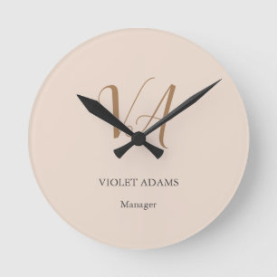 Chic monogram professionell, vanlig minimalist rund klocka