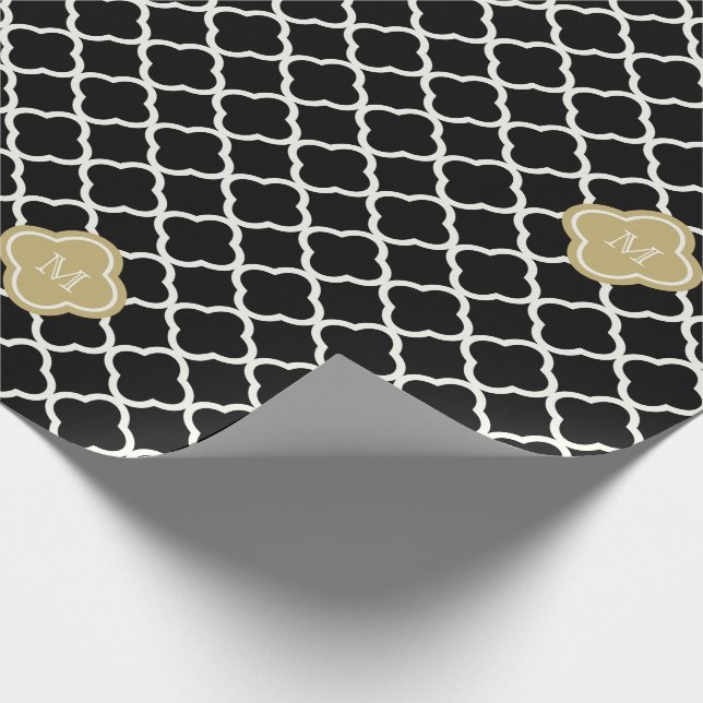 Chic Monogram Quatrefoil Mönster Art Deco Bröllop Presentpapper (Hörn)