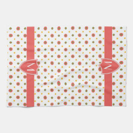 Chic Monogram Red White Polka dots Kitchen Towel Kökshandduk