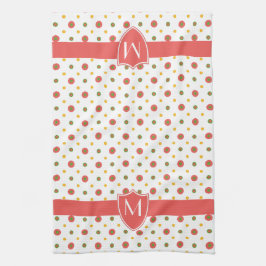 Chic Monogram Red White Polka dots Kitchen Towel Kökshandduk