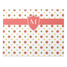 Chic Monogram Red, White Polkas Anteckningsblock e