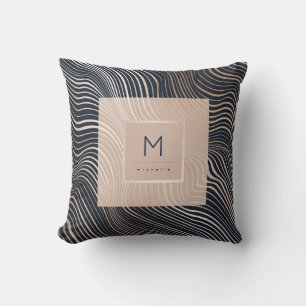 Chic Monogram Ro Guld marin  Rosa Modern Kudde