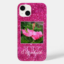 Chic Monogram Rosa Glitter Anpassningsbar Photo