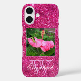 Chic Monogram Rosa Glitter Sparkles Anpassningsbar